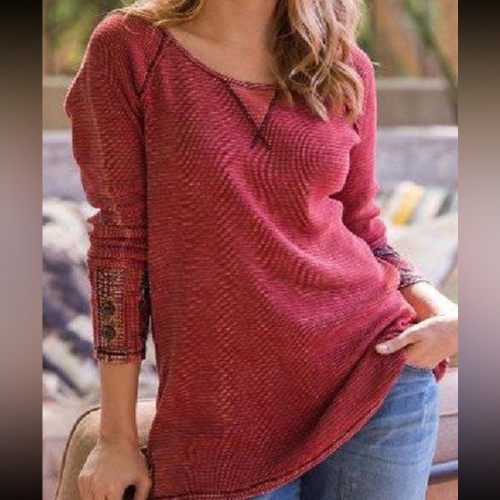Soft Surroundings Embellished Sleeve knit tunic top
